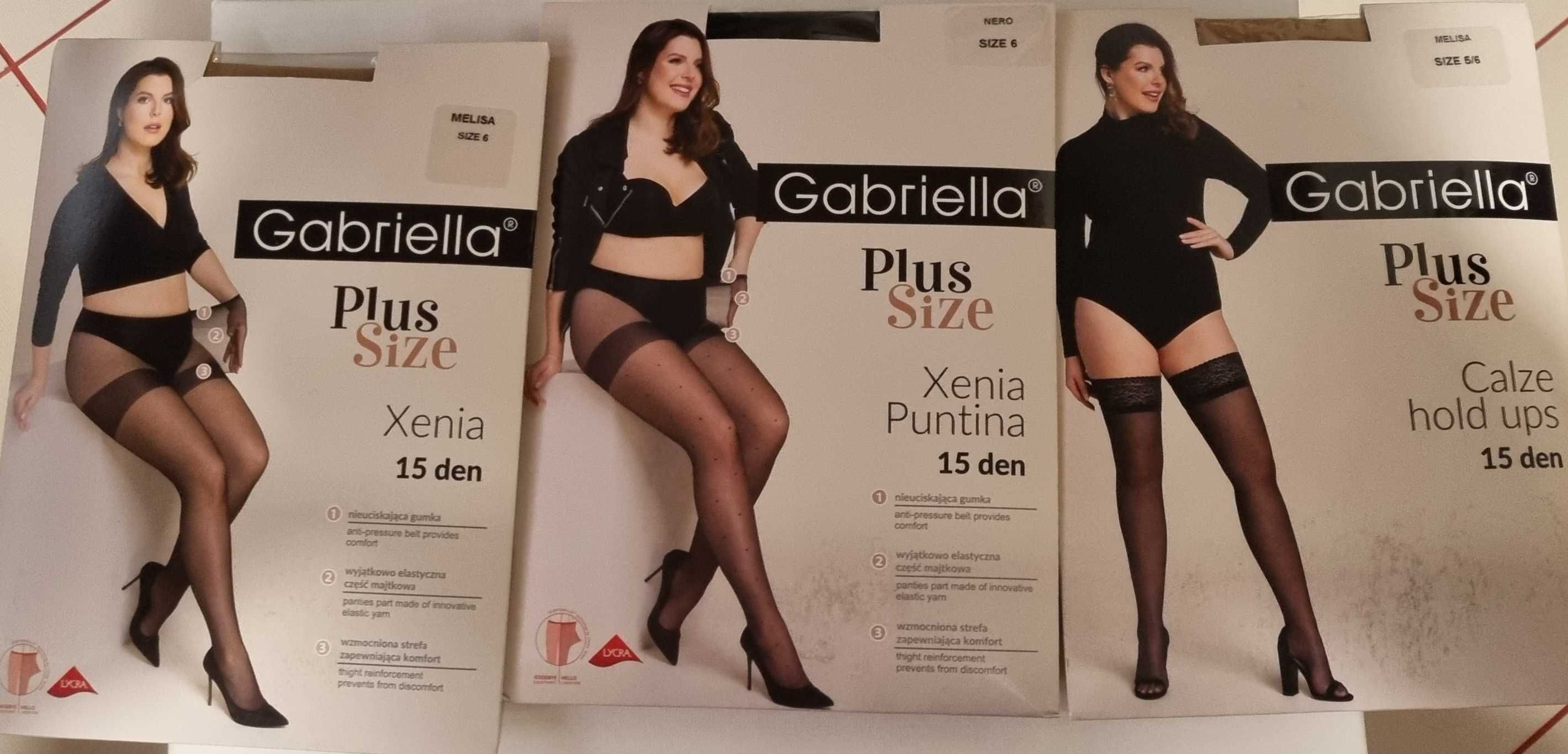 Gabriella Plus Size rajstopy Xenia i Xenia Puntina, pończochy Calze