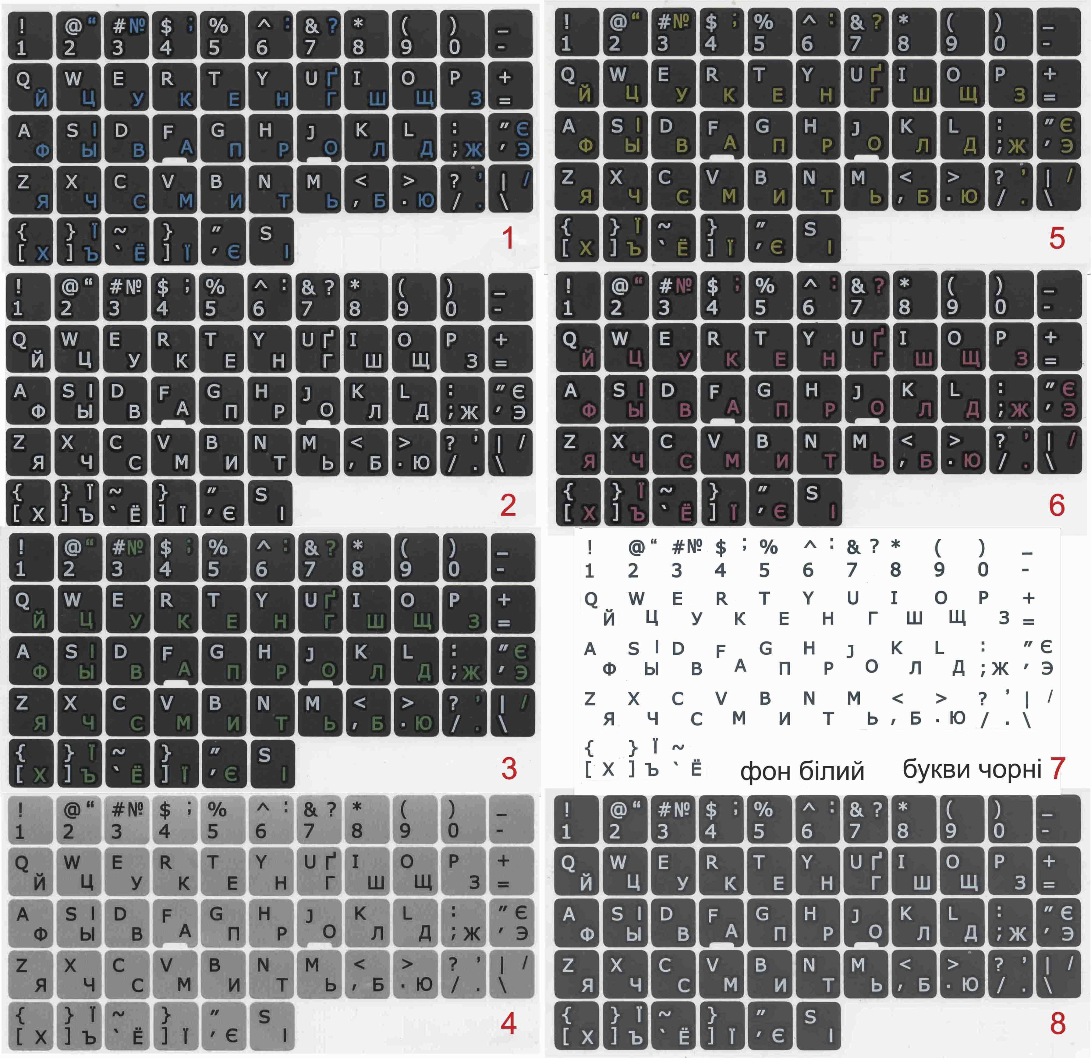 Наклейки на клавіатуру українські букви