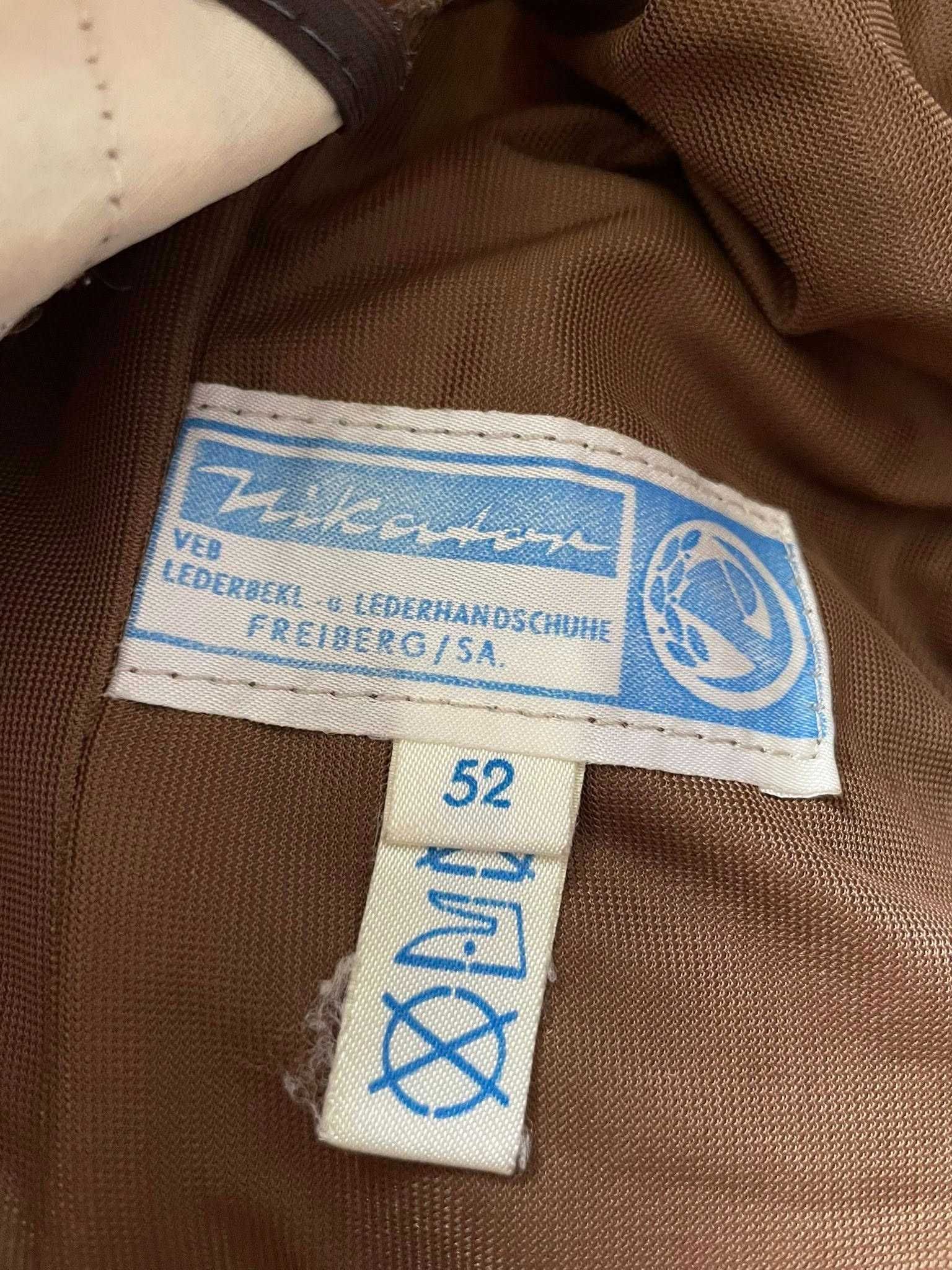 Płaszcz skórzany męski skóra Nikador 52 XL brąz vintage retro 70s 80s