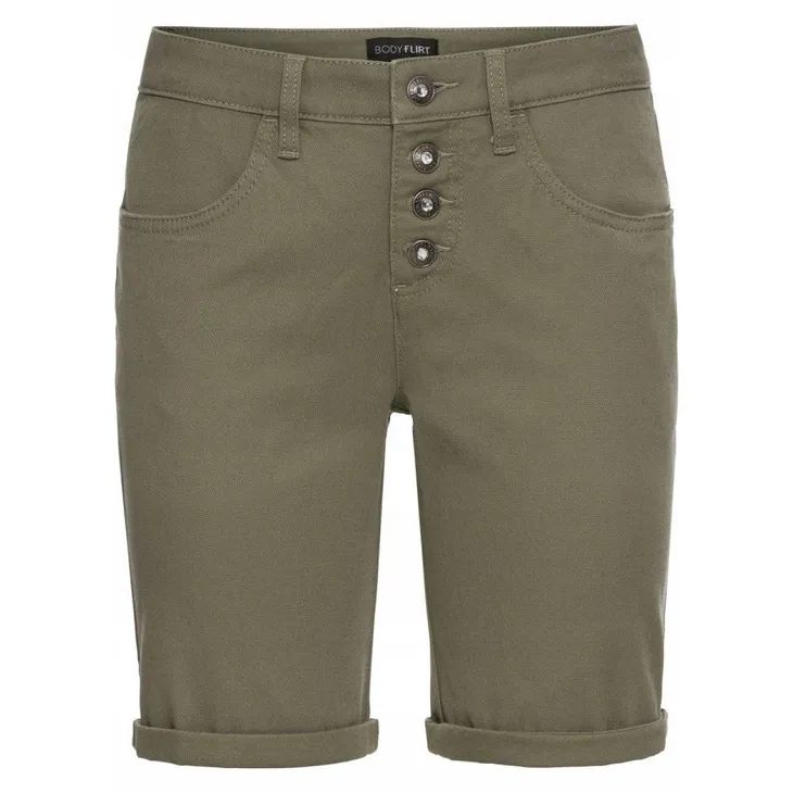 bonprix khaki krótkie wiosenne letnie podwijane spodenki 34-36