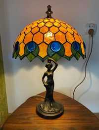 Mosiężna lampa witrażowa tiffany