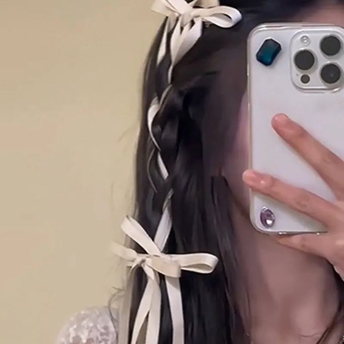 Kokarda wstążka do włosów ecru - śmietankowy