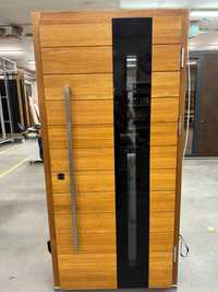 Drzwi zewnętrzne drewniane  dębowe WOOD 103x210, wyprzedaż(212)