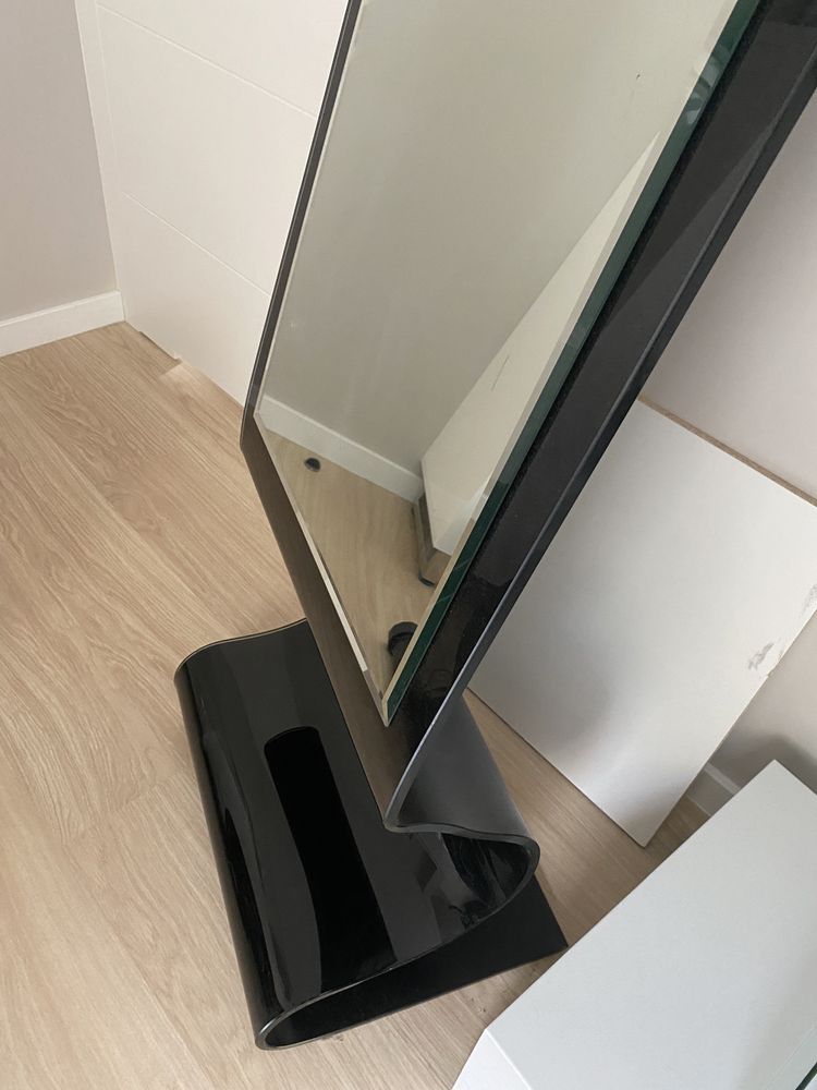 Lustro stojące INNOVATION czarne 176cm szkło czarne gięte lux glamour