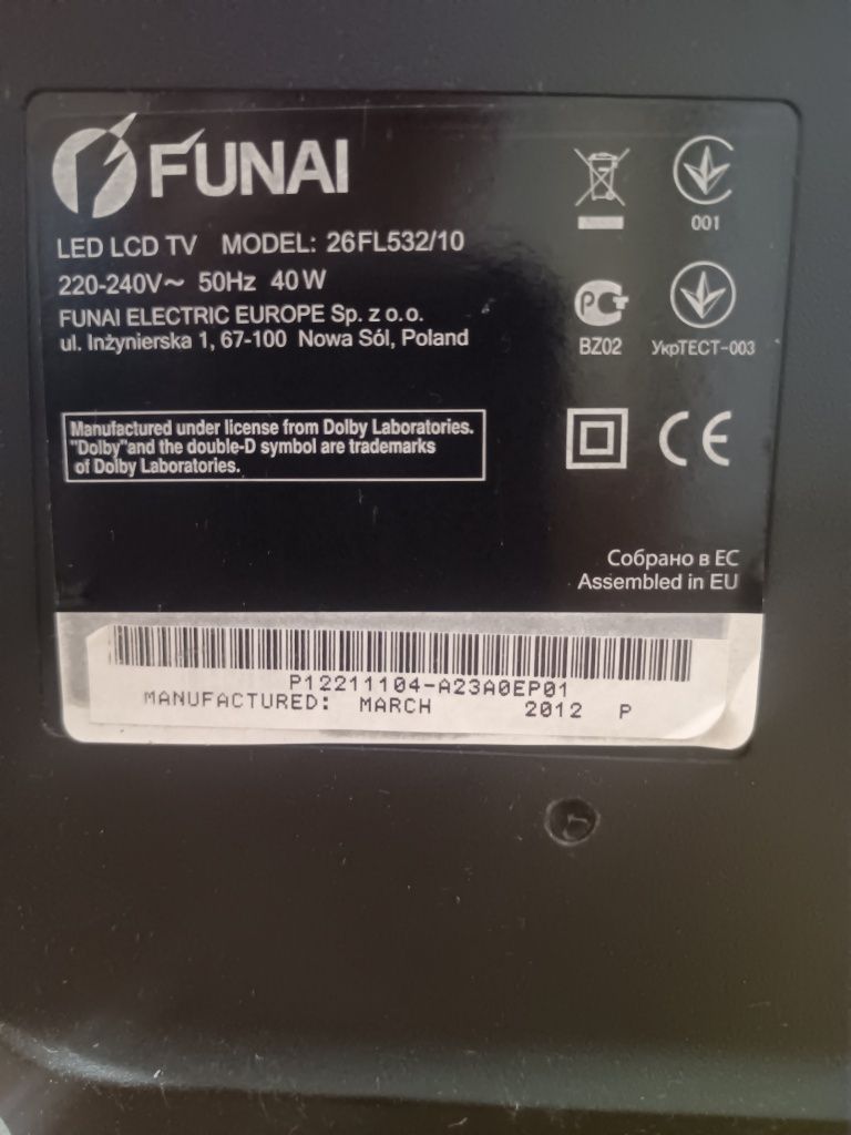 Telewizor LED FUNAI 26cali z pilotem