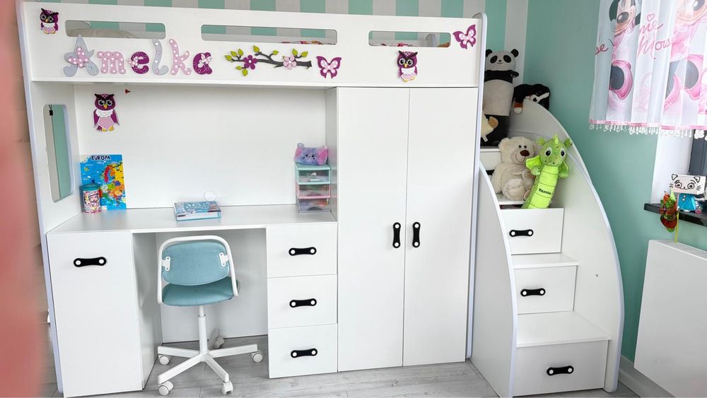 Piętrowe łóżko dziecięce białe