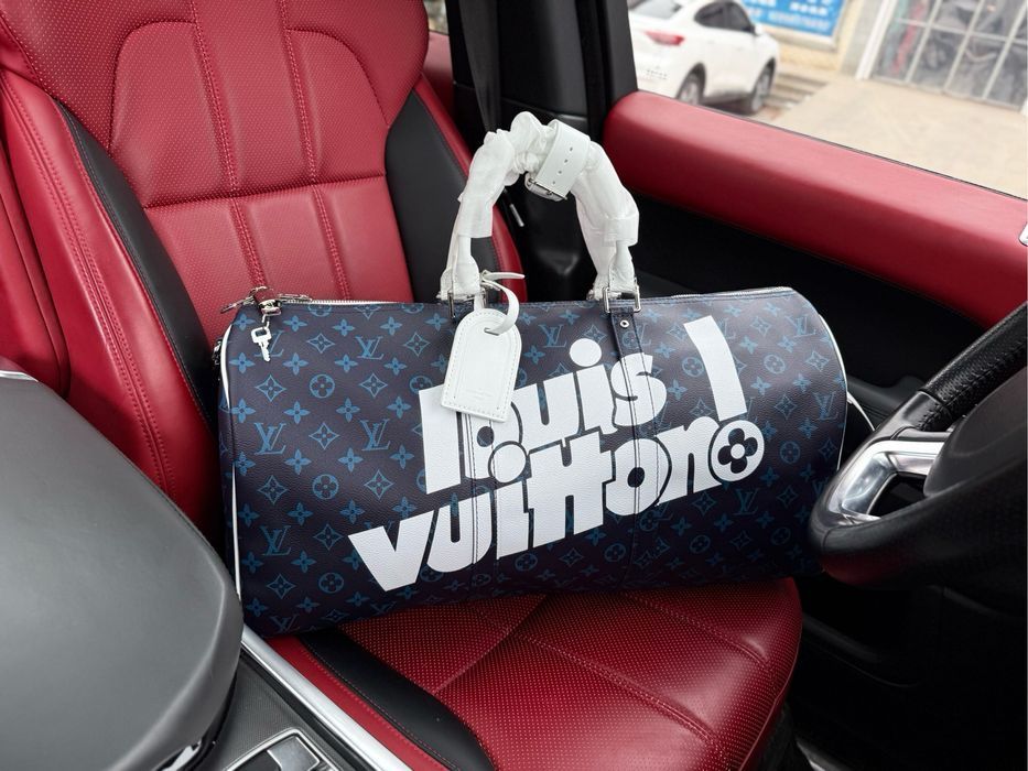 LOUIS VUITTON KEEPAL сумка синяя кожаная спортивная мужская унисекс