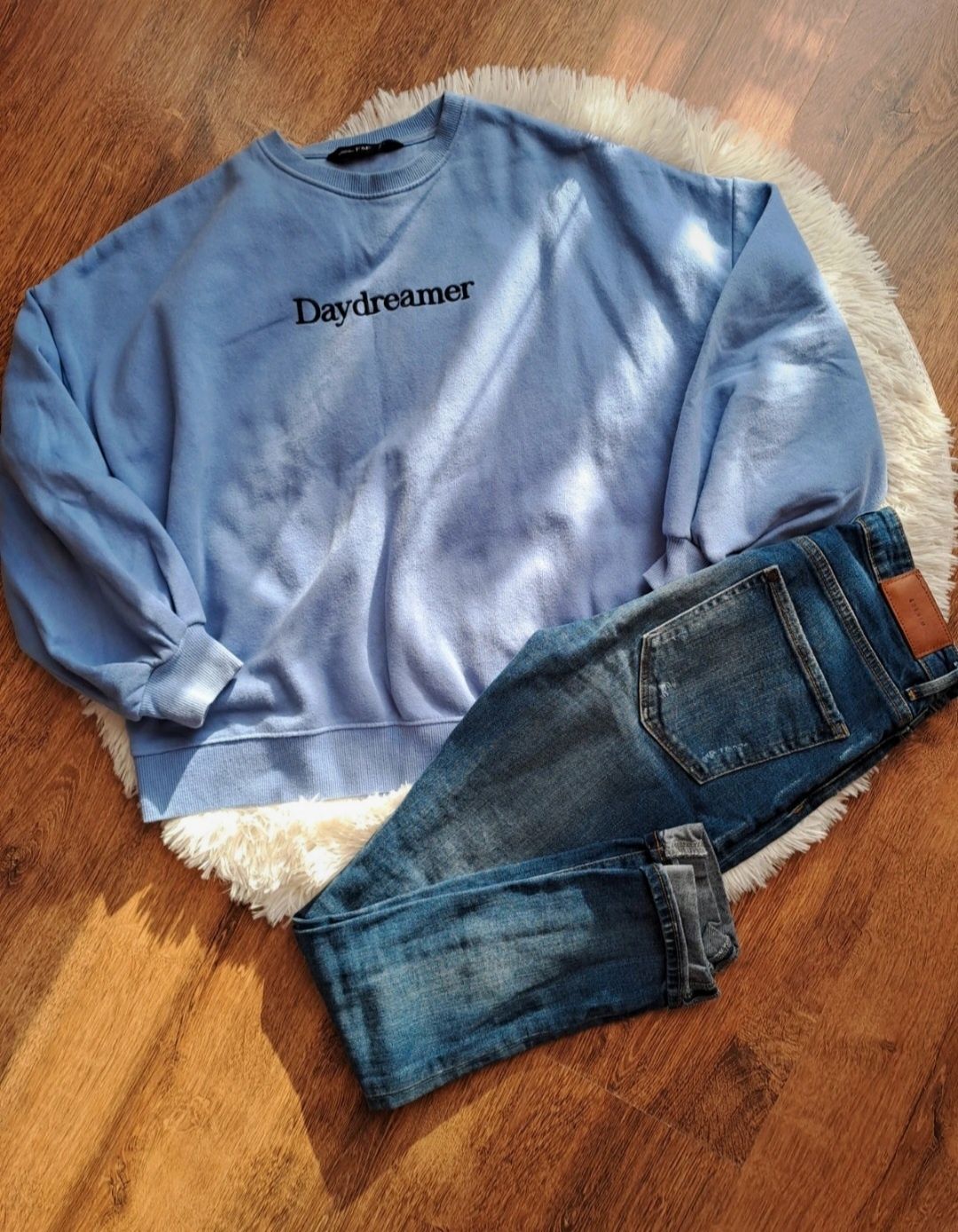 Duży Sweter z Bufiastymi Rękawami | Rozmiar Oversize M/38 | Liliowy |