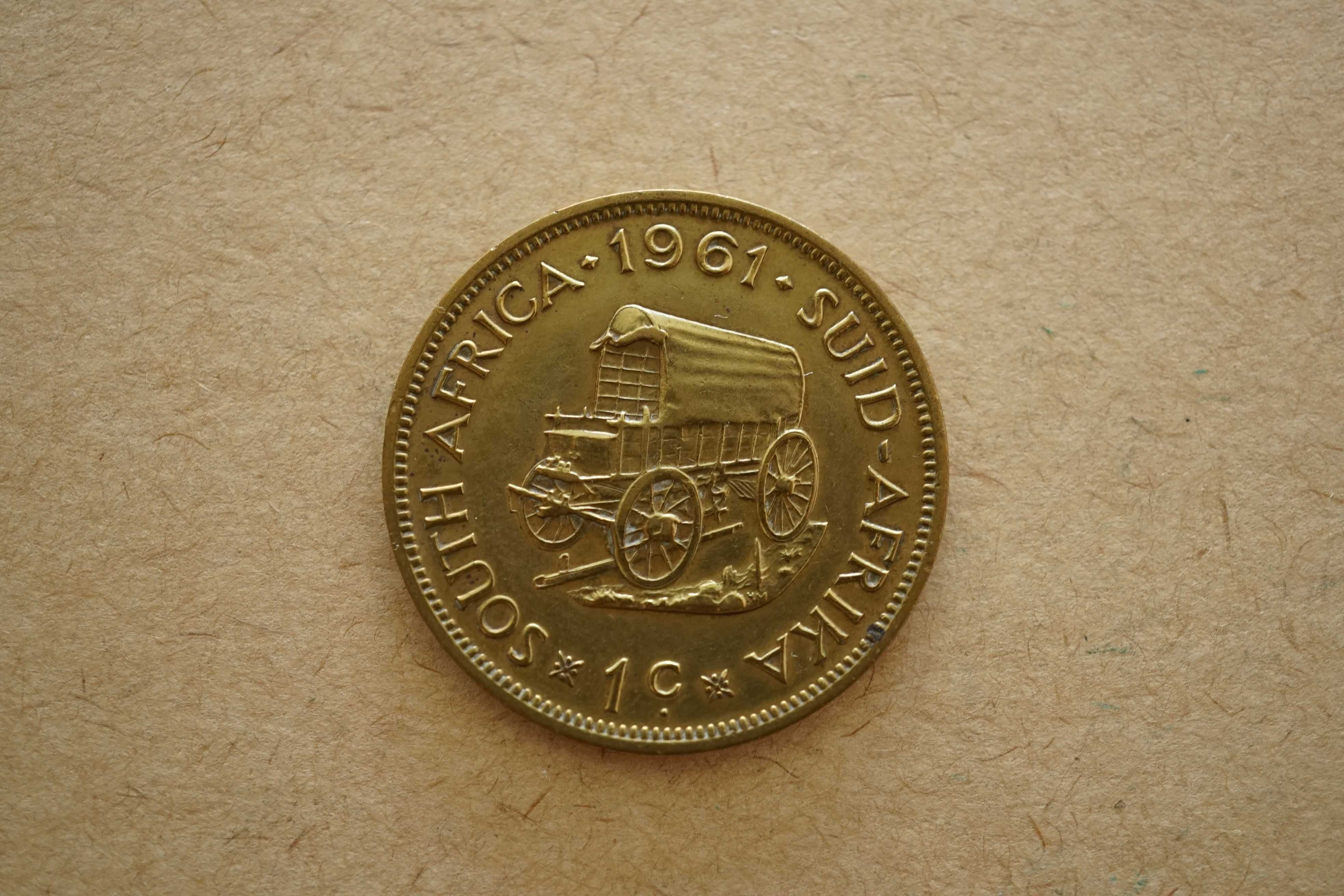 Lote 3 Moedas África do Sul 1 centavo 1961, 1 e 1/2 centavos 1962