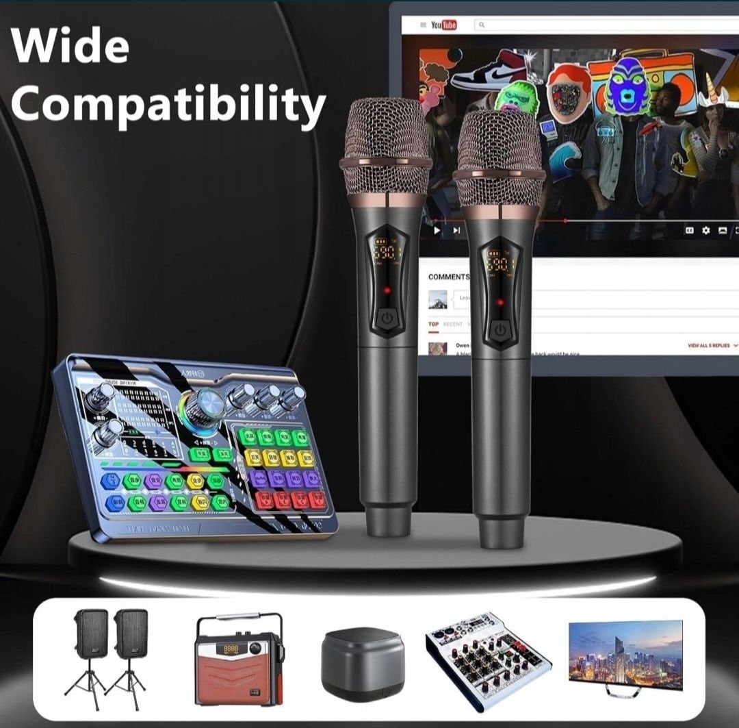 Zestaw Mikrofonów Aveek Do Karaoke UHF ALPOWL PLUG AND PLAY