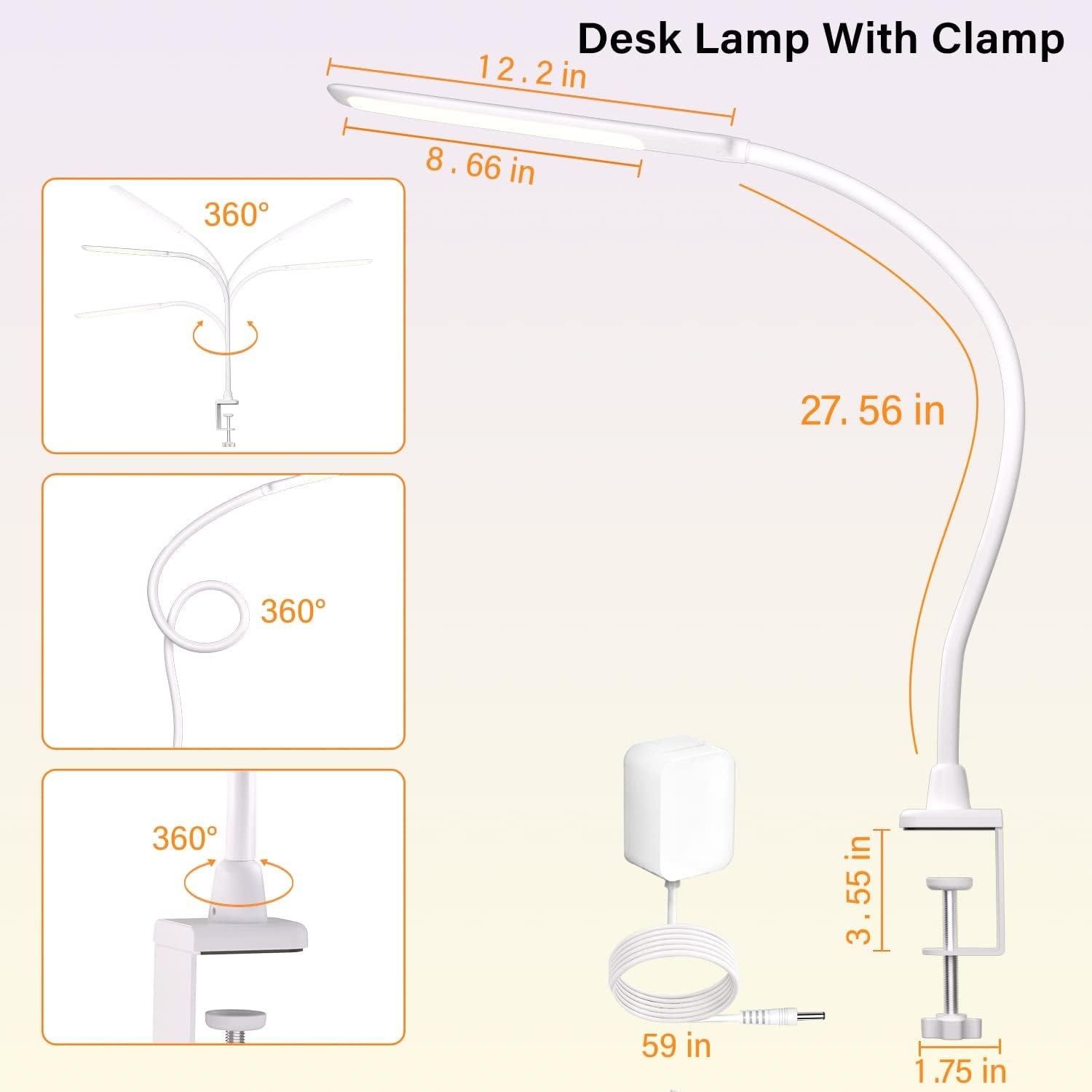 Lampa Biurkowa LED z Obrotowym Ramieniem 10W biały
