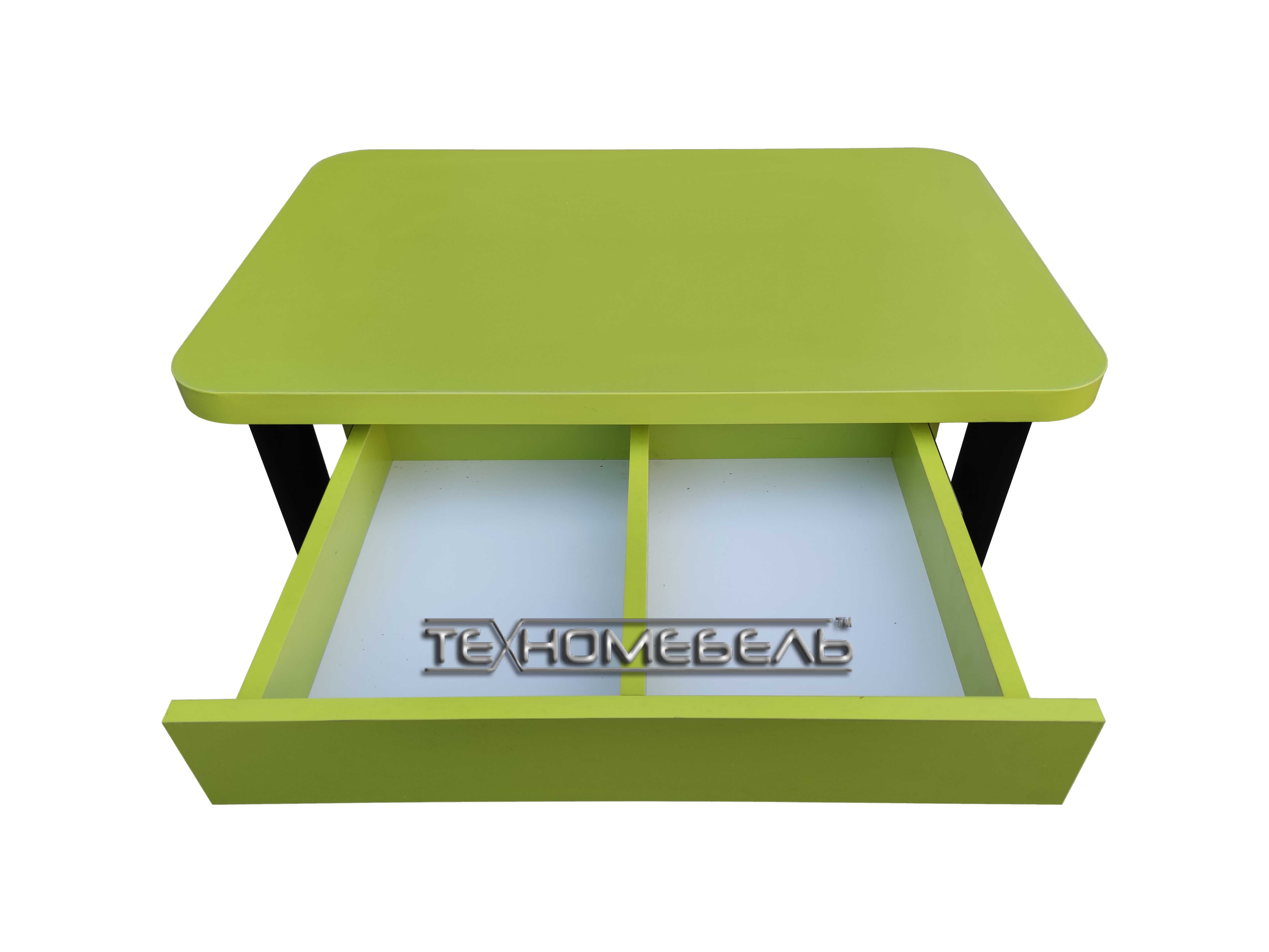 Кухонный стол с выдвижным ящиком салатового (синего) цвета