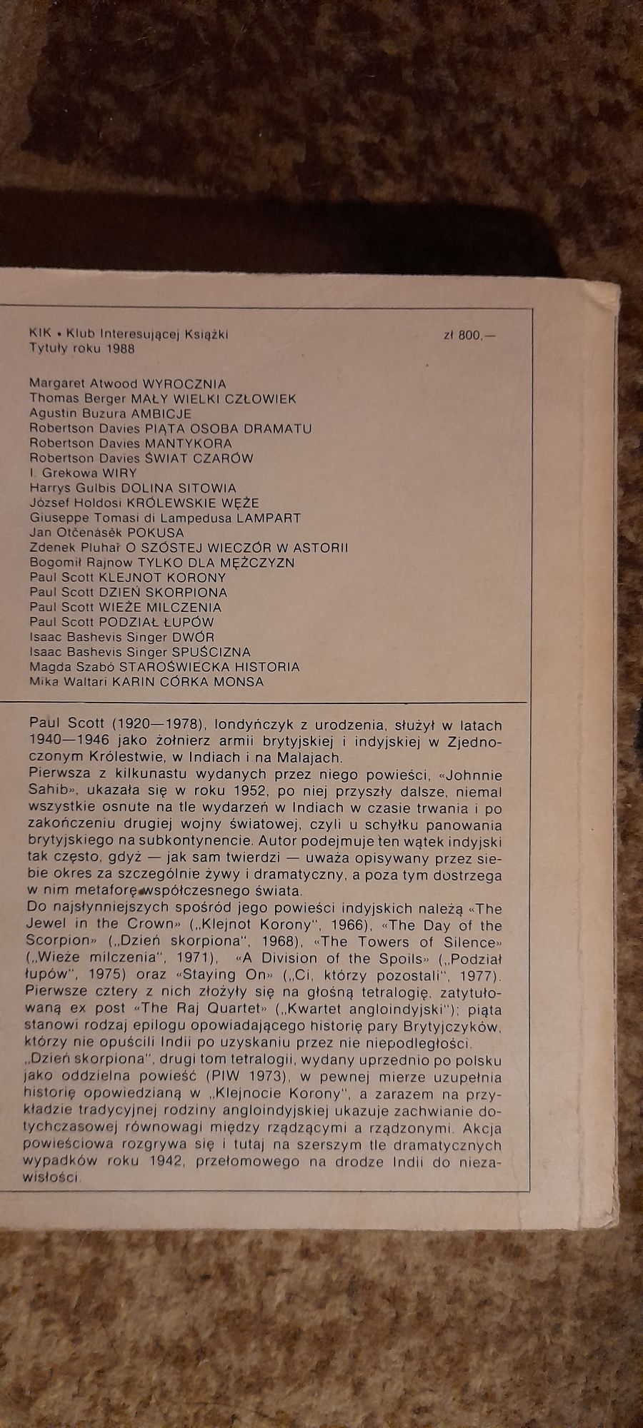 Dzień skorpiona - Paul Scott Wyd III 1988 KIK
