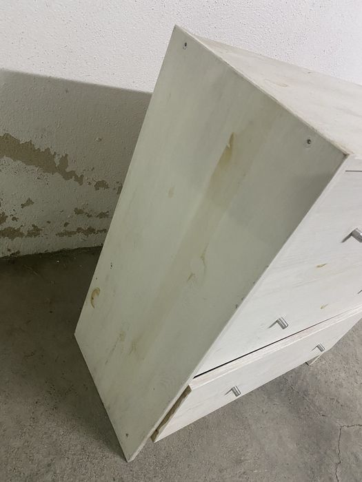 Cómoda c/3 gavetas, pinho, pintada de branco rústico, 60x59 cm