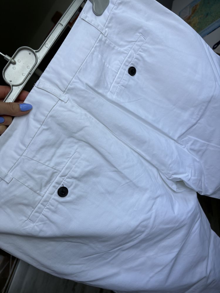 Zara basic chinos chinosy białe materiałowe eleganckie spodnie 40 L