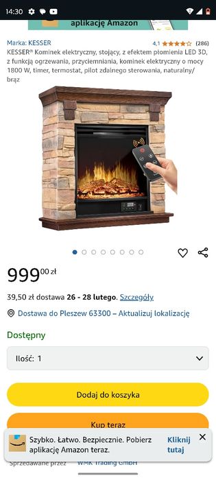 Kominek elektryczny z naturalną cegłą