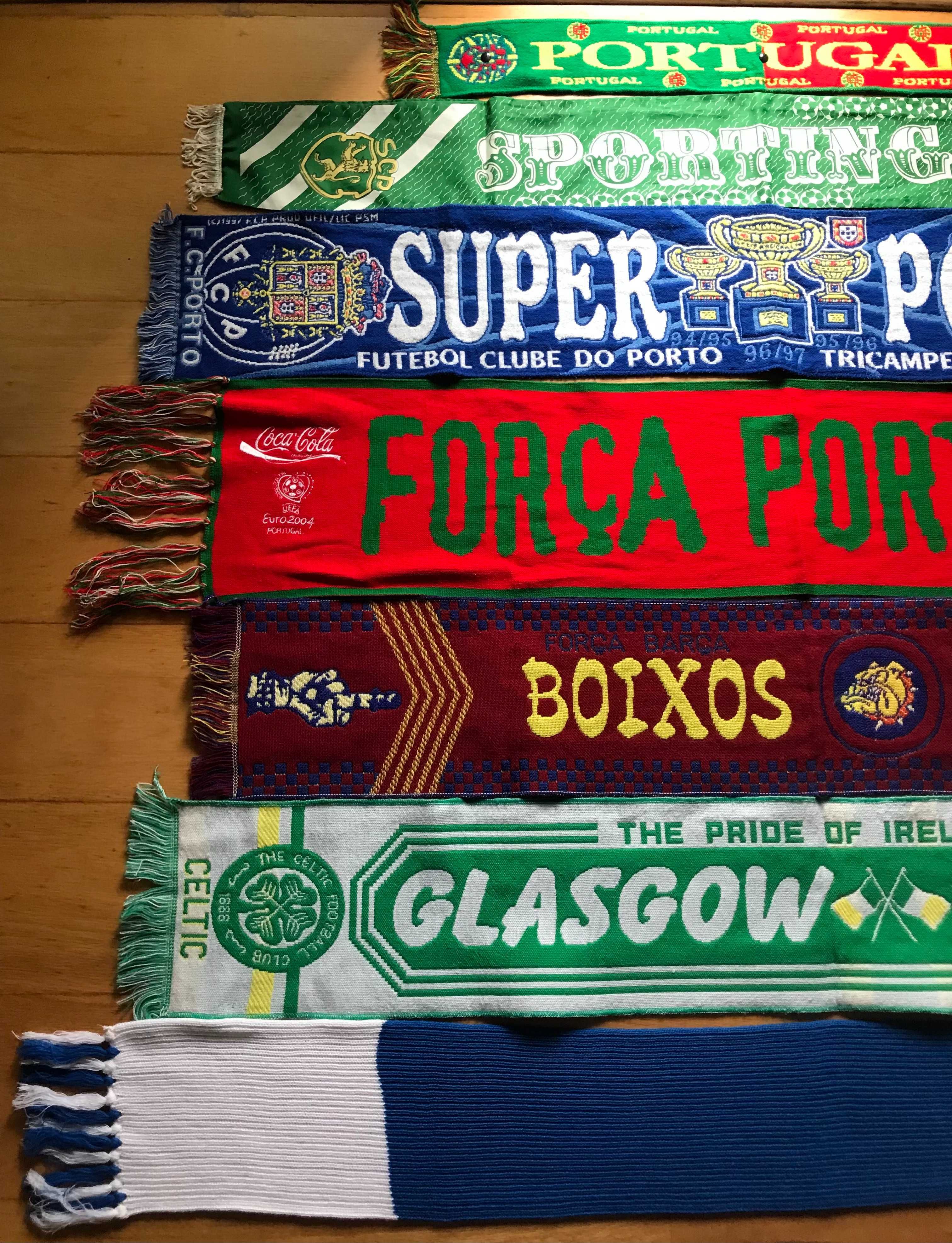 Cachecóis futebol (Portugal,Sporting,Porto,Barcelona,Celtic,Tenerife)