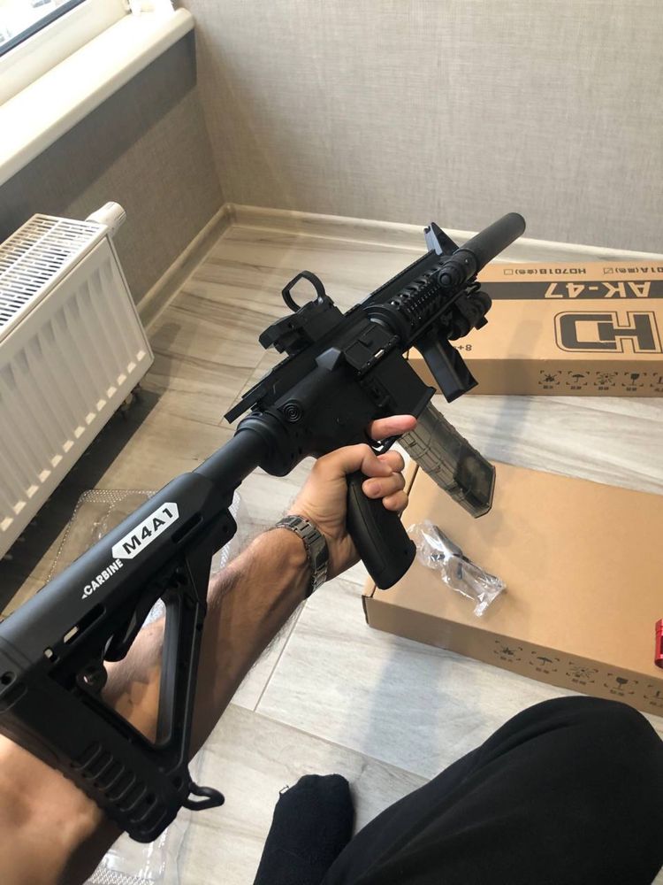 Професійний іграшковий автомат М4А1 чорний на орбізах гель бластер