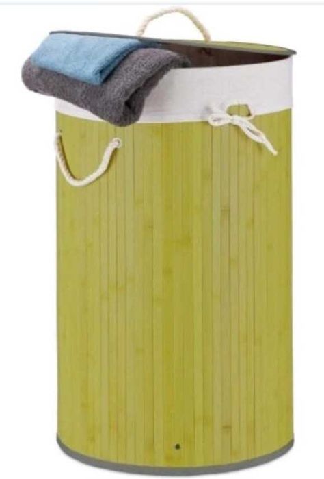 Prowansalski Poj. Kosz na pranie z Pokrywą Okrągły Zielony orginał 70l