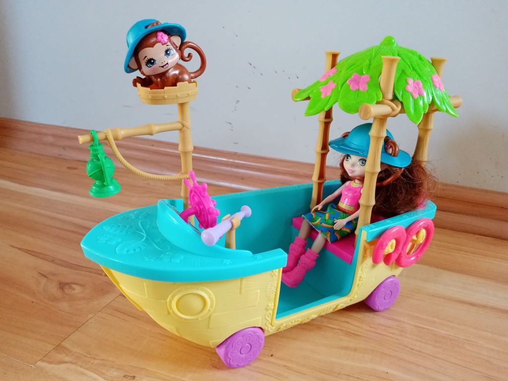 Enchantimals statek tropikalna łódka lalka małpka