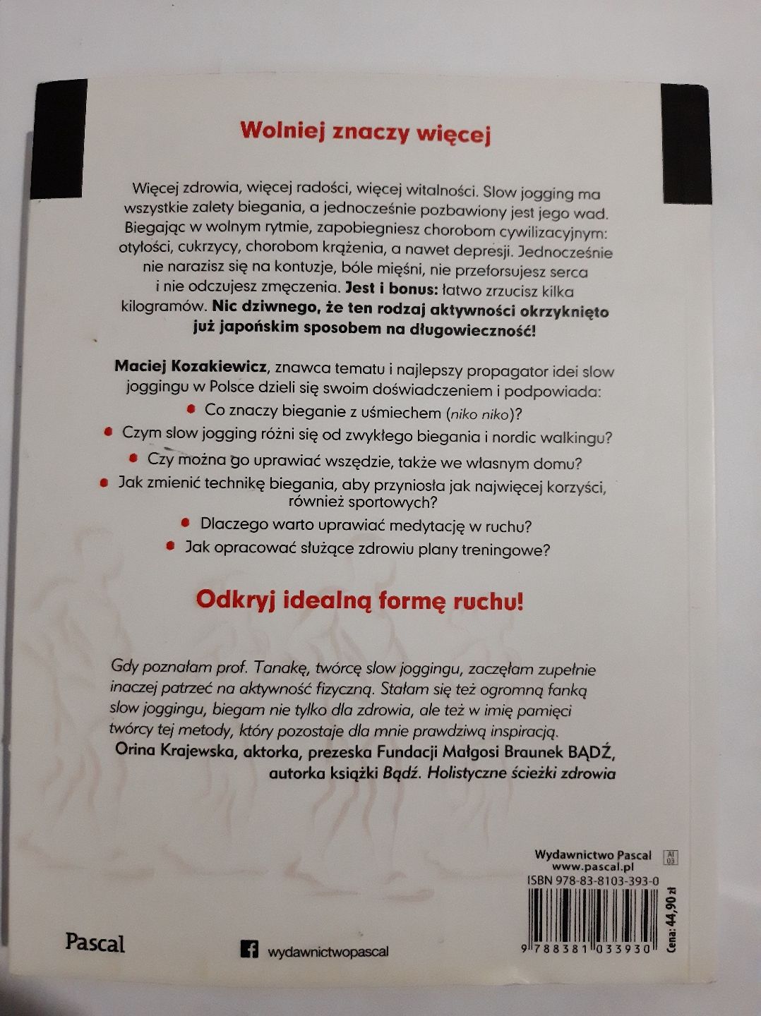 Słow jogging | japońska droga do witalności | Maciej Kozakiewicz |