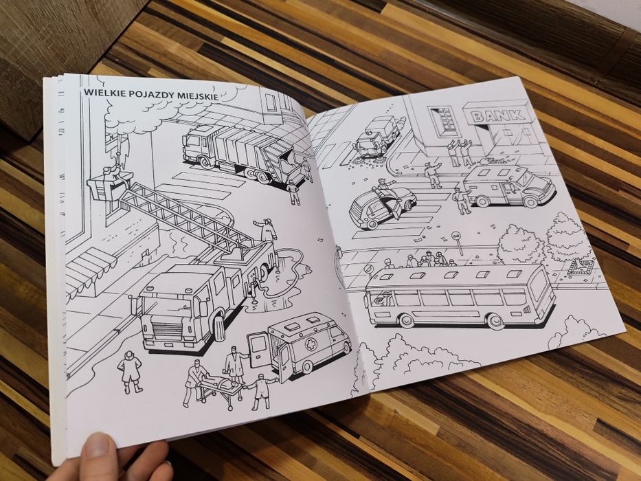 Wielkie pojazdy fiszki edukacyjne do kolorowania kolorowanka