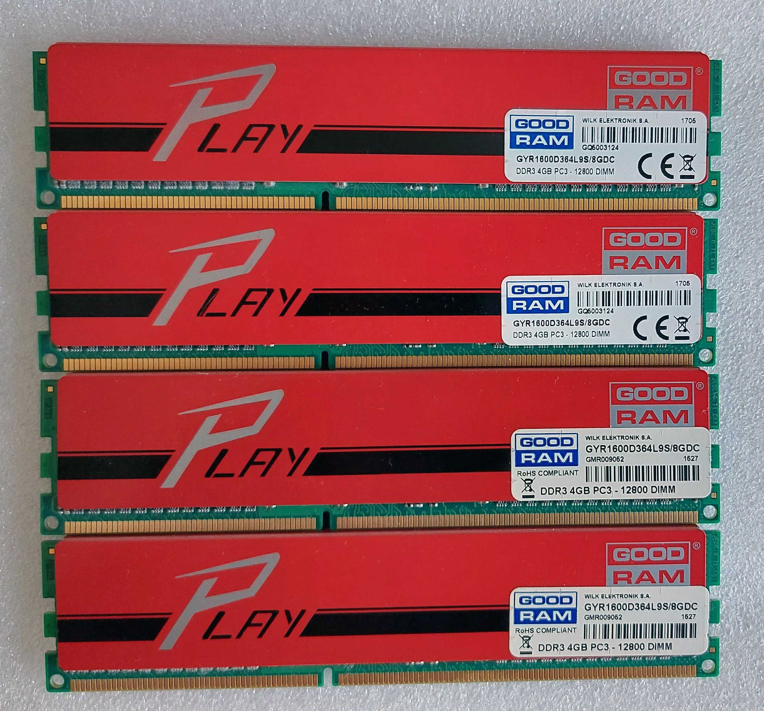 Pamięć Ram GoodRam Play Red DDR3 16GB (4x4GB) 1600MHz