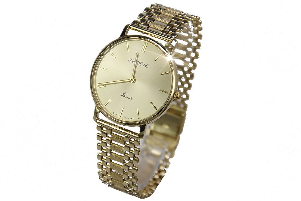 Złoty zegarek 14k 585 z bransoletą męski 14k Geneve mw004y&mbw001y W