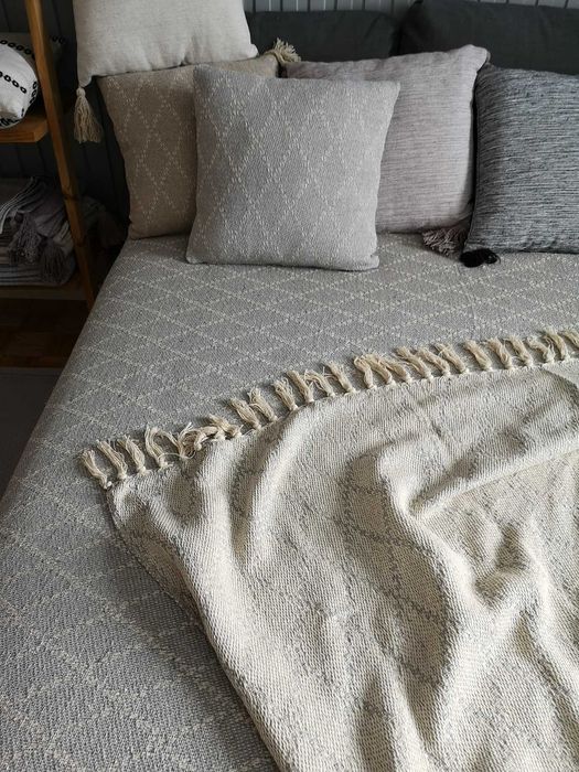 Narzuta bawełniana 200x220 boho loft w romby na łóżko NA PREZENT