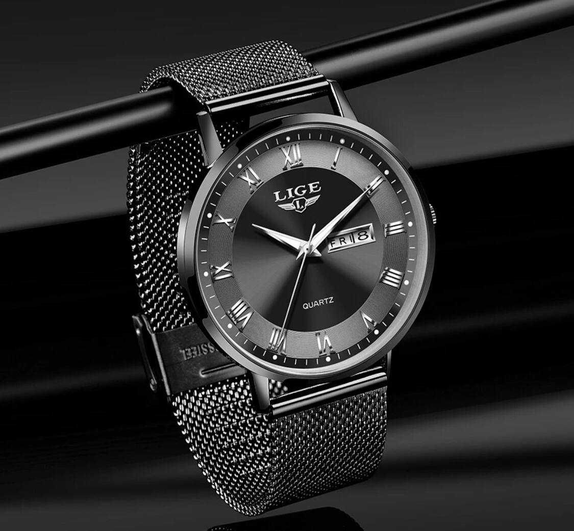 Наручний годинник LIGE в чорному кольорі