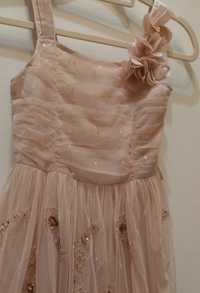 Sukienka Next r. 134 tiul cekiny CUDO koraliki różowy pudrowy róż