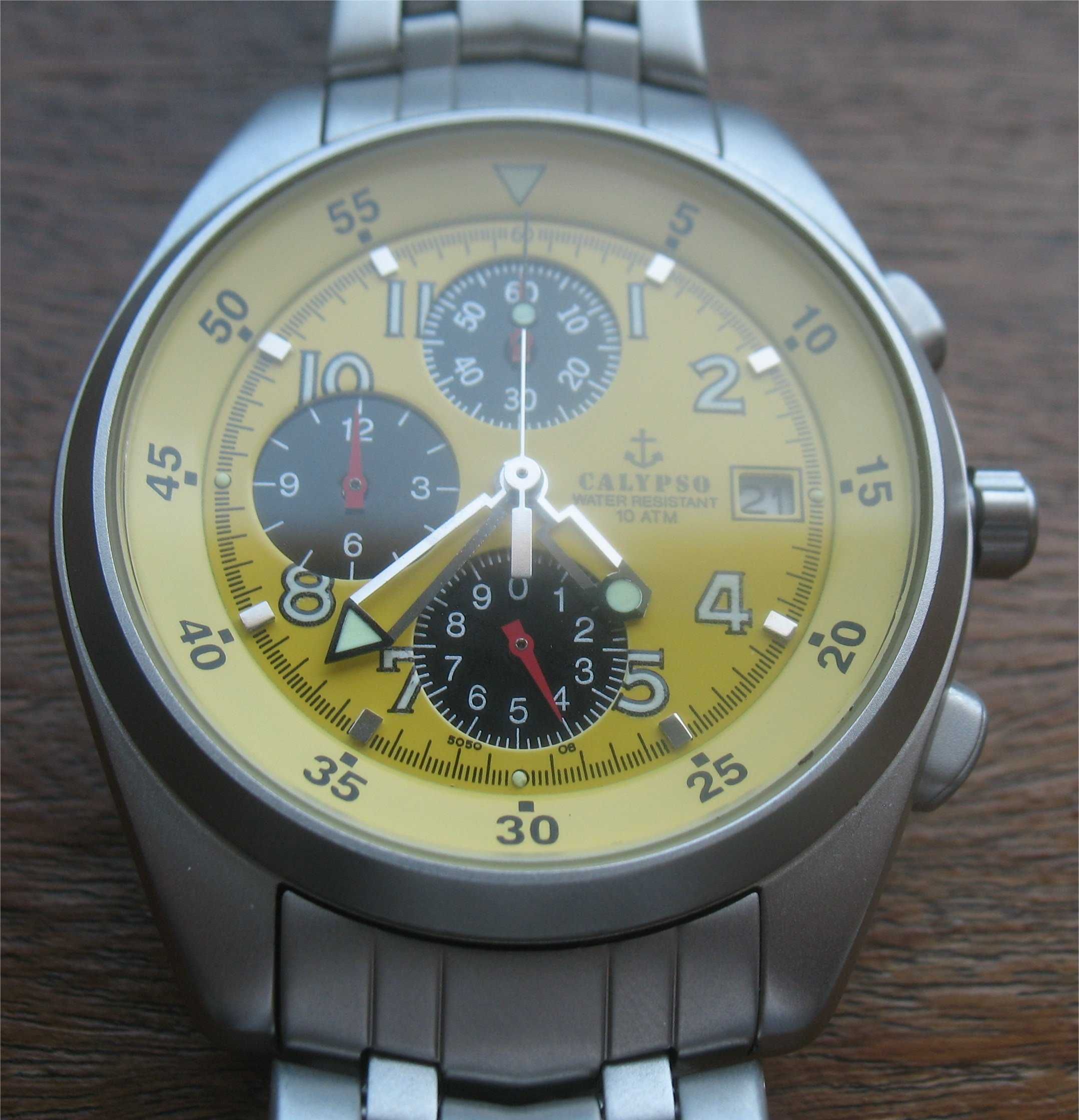 Relógio Calypso Cronógrafo -10 ATM, Water Resistant (Movimento Miyota)