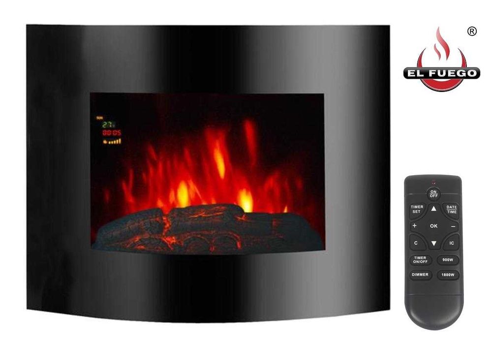Elektryczny kominek ścienny  EL FUEGO AARAU 1800W pilot NOWY GWARANCJA