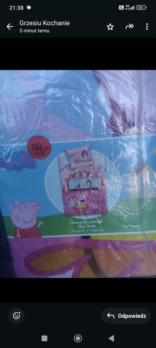 Nowa pościel dziecięca świnka Peppa 140*200