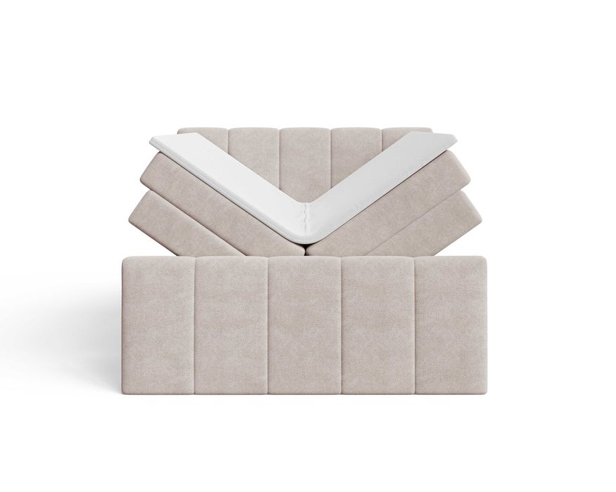 Łóżko kontynentalne tapicerowane BIANCO z materacami i pojemnikiem