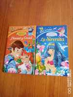 2 livros em espanhol, "A pequena sereia" e "Hansel y Gretel"