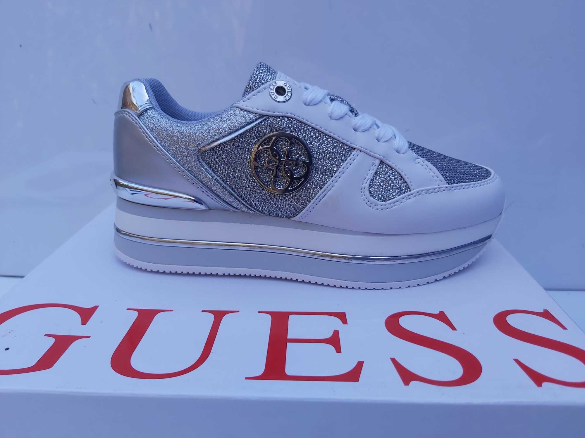 SP NOWE sneakersy GUESS białe półbuty platforma 36