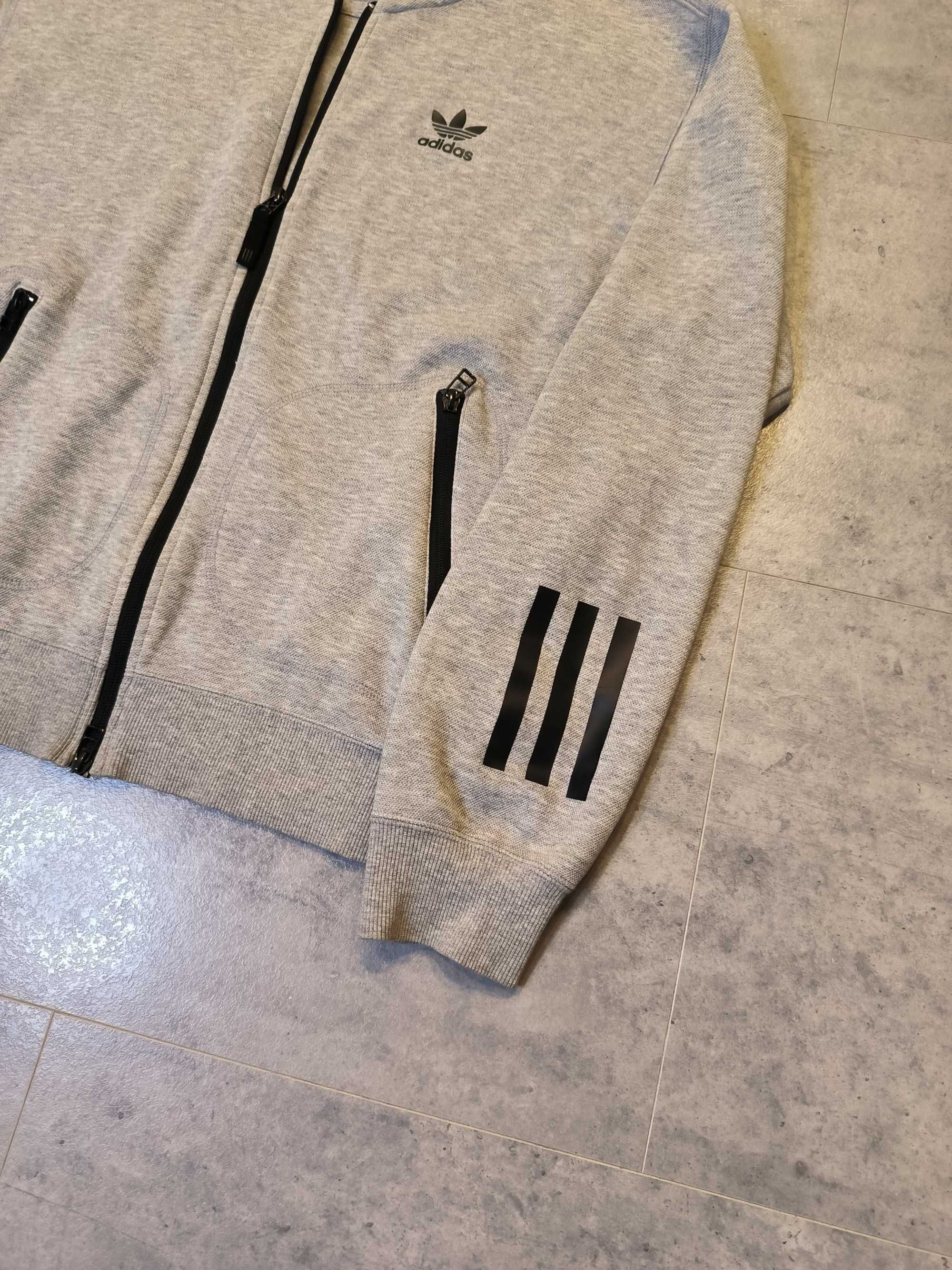 Bluza Rozpinana Adidas Małe Logo Zip Szara