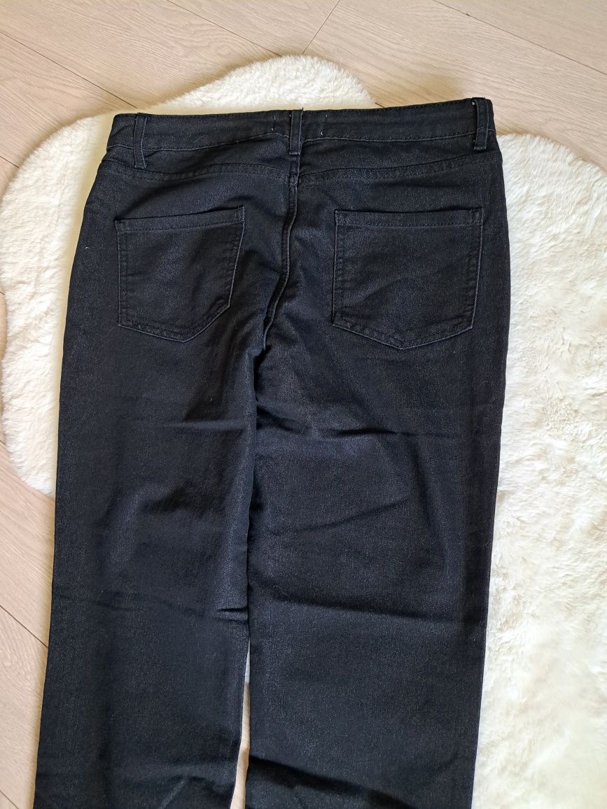 Spodnie z wysokim stanem jeansowe czarne rozmiar 42