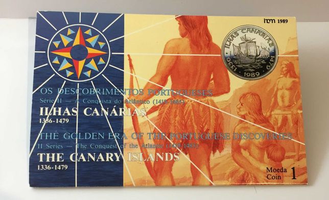 moeda 100 escudos 1989 Descobrimentos-Ilhas Canárias-prata BNC