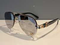GUCCI damskie logowane zlote nowe okulary lustrzanki filtr uv 400