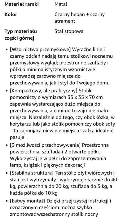 Stolik nocny wysoki z szufladą -2 szt.