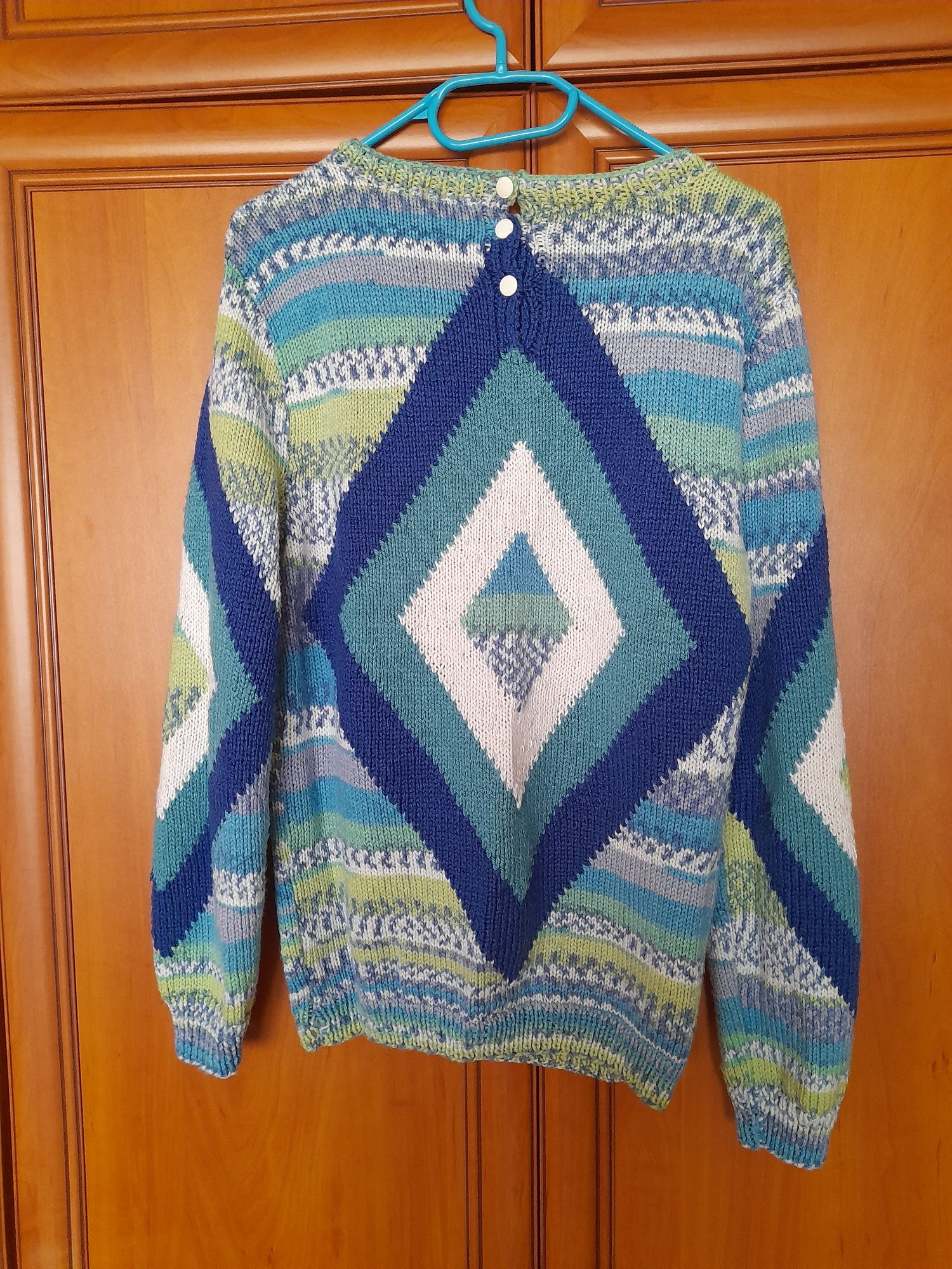 Sweter turkus zielony niebieski chabrowy