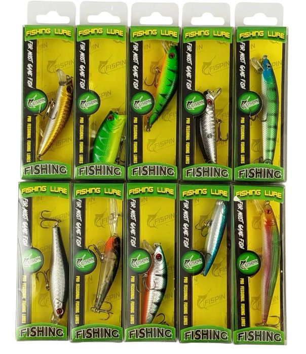10 x Wobler uzbrojony w dwie kotwice ZESTAW mix kolor i gramatura
