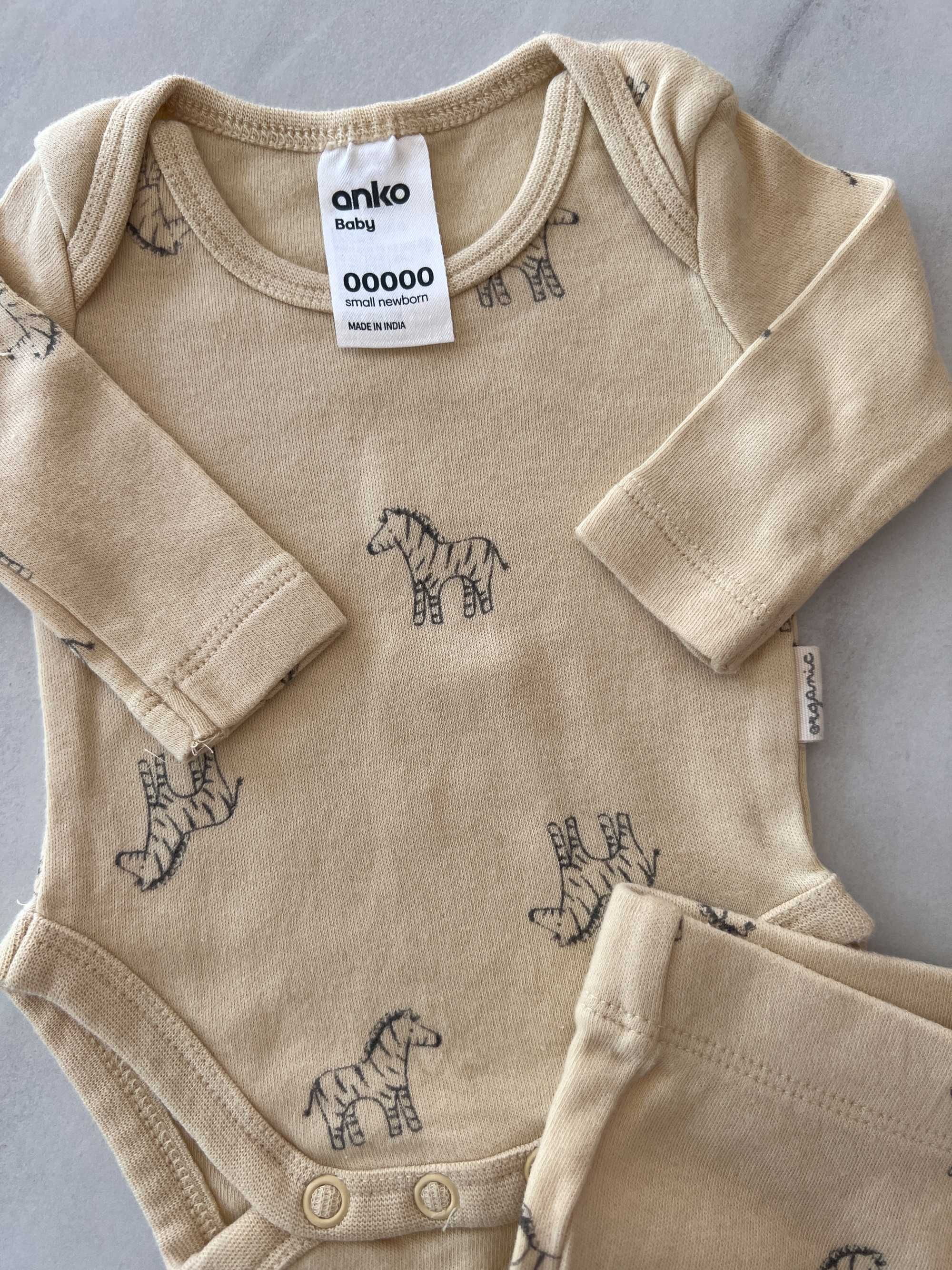 Nowy bez metki Komplet blado żółte/beżowe body r 50/56 small newborn