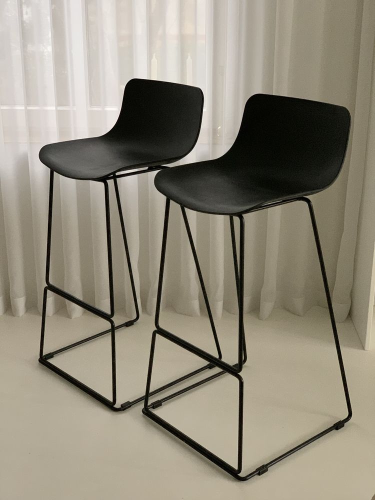 Dwa krzesła barowe hokery czarne 76 cm