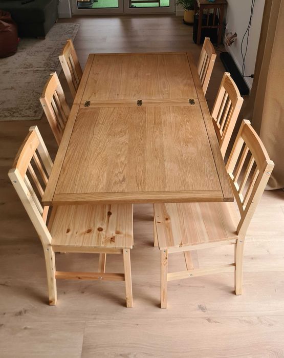 Stół dębowo-fornirowany rozkładany 80x80x160