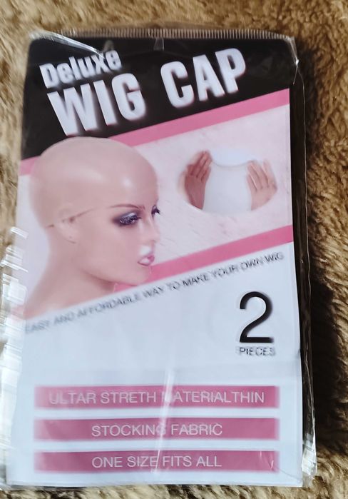 Peruca nova comprida lisa com 2 toucas