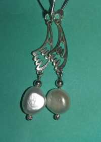 kolczyki biała perła naturalna bigle angielskie 9 mm srebro 925