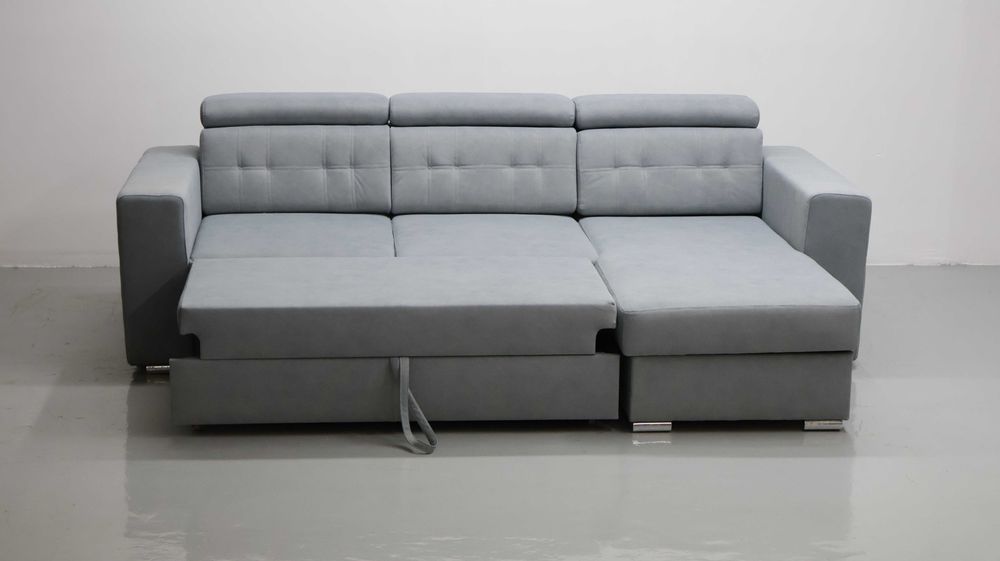 TMM NAROŻNIK funkcja spania pojemnik regulowane oparcie SOFA szara kol